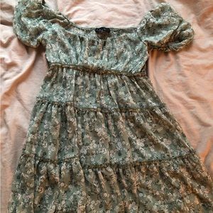 Sage green floral babydoll dress